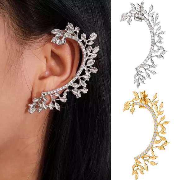 Jewelry - Whimsical Crystal Fairy Leaves Earring Cuff